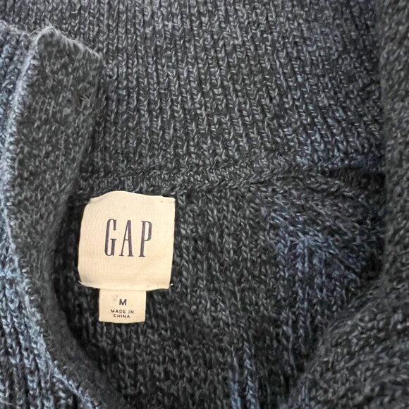 GAP Men Blue Marled Knit Mock Neck 3 Button Sweater Size M - Picture 7 of 9